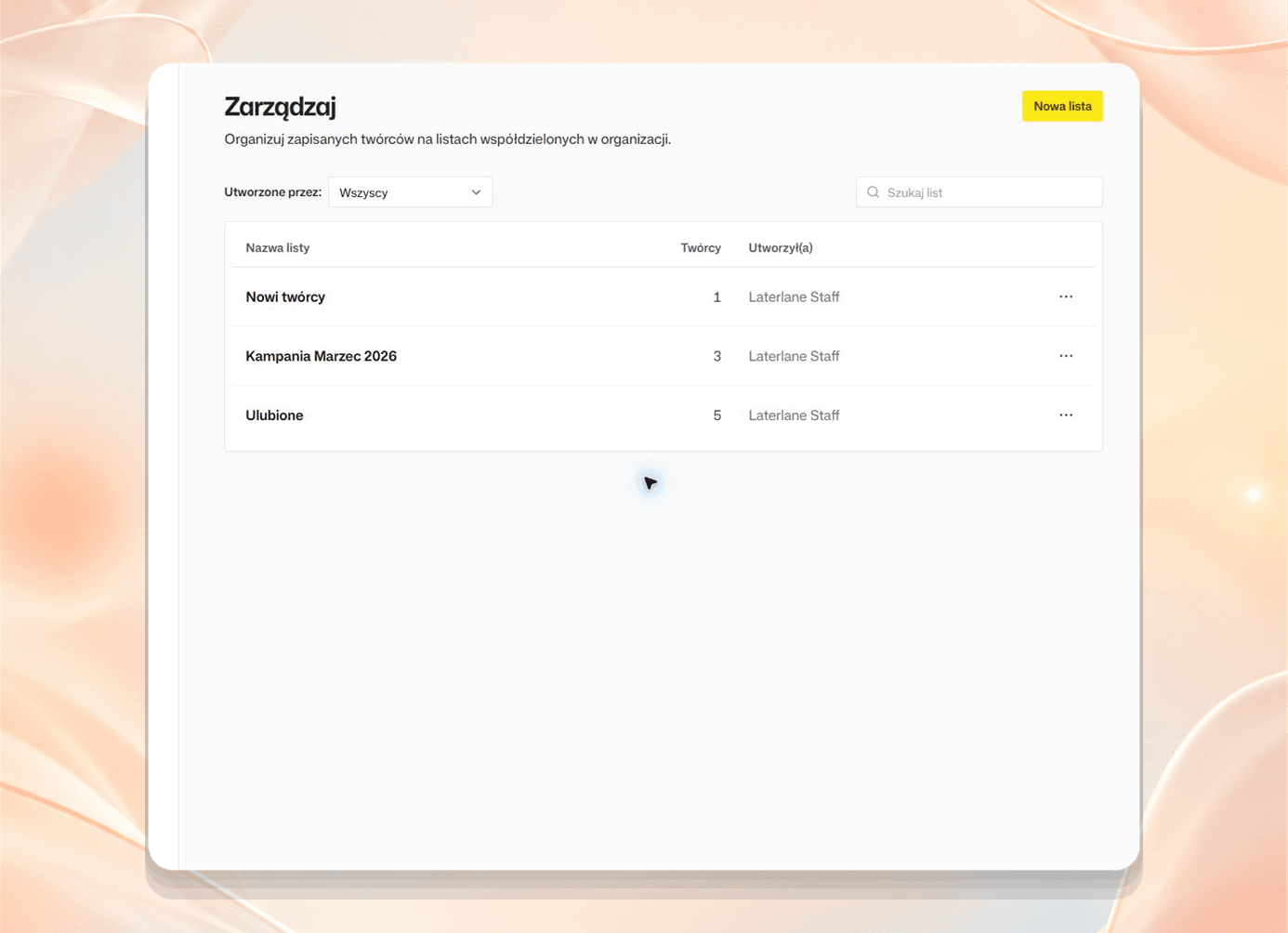 Creator lists